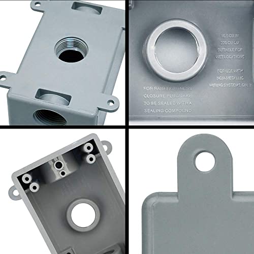 Yxx-Tech Single-Gang Electrical Box, Suitable 1/2-Inch Or 3/4-Inch Electrical Conduit Weatherproof Outdoor Outlet Box, Ul Listed，Plastic Junction Box Outlet（2Pcs） #TOP1