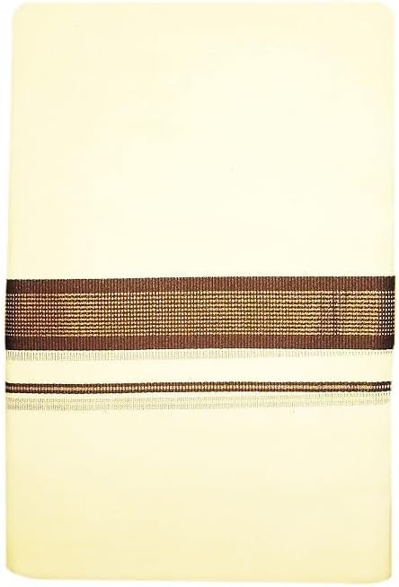 Jhon Men’s Traditional Cotton Dhoti with Golden Border | South Indian Mundu Veshti for Festive & Cultural Wear