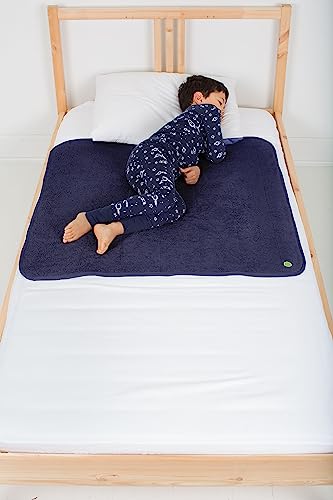 PeapodMats Bedwetting Waterproof Bed Mat Reusable 3x3 Navy Blue