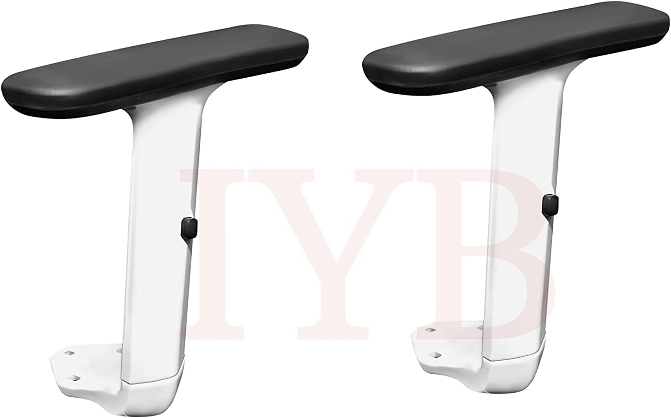 IYB White Ola Soft P.U. Adjustable Arm Rest Kit for Office Chairs (Modern, Ergonomic, Plastic, White)