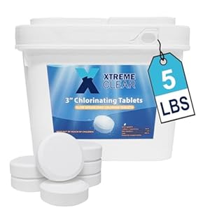 XtremeClear 3 Inch Stabilized Chlorine Tablets for Sanitizing Swimming Pools – Individually Wrapped, Slow Dissolving Chlorine – Tri-Chlor – 5 Pounds