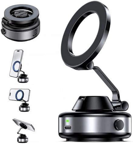 Deedlite Snapmount Handy Halterung Elektrisch – SNAPMOUNT Original mit VACUUMLOCK-Technologie, Selbstansaugende Auto Handyhalterung mit 360° drehbarem Magnethead, MagSafe-Kompatibe