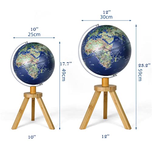 Zaj Illuminated World Globe W/Bamboo Tripod Stand Desktop Light Up Globe Decorative World Map Globe For Home Decor Gifts #TOP1