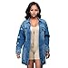 Produktbild DAMAIJSQ Female Jeansjacke - Zerrissene Jeansjacke Für Damen - Extra Langer, Lässiger Jeansmantel Mit Sommerwaschung, Einfarbig Lange Ärmel, Lockerer Schnitt, Mit Taschen Für Damen Mädchen Plus Größe