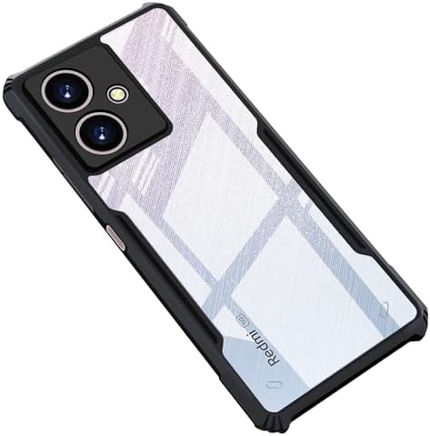CEDO Backcover for Redmi 13C (5G) / Poco M6 (5G) | Camera Protection Shockproof Bumper-Edge | Acrylic Crystal Clear 360 Degree Protection TPU+PC | Transparent Eagle Back Case Cover (Black)