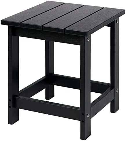 LZRS Adirondack Square Side Table, Pool Composite Patio Table,HDPE End Tables for Backyard,Pool, Indoor Companion, Easy Maintenance & Weather Resistant(Black)