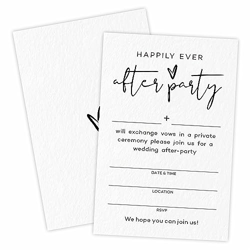 TPYEN Happily Ever After Party Invitations, Minimalist Wedding Reception Party Invitation, Decorations, Celebrations for Bride & Groom, Party Favor & Supplies - A01