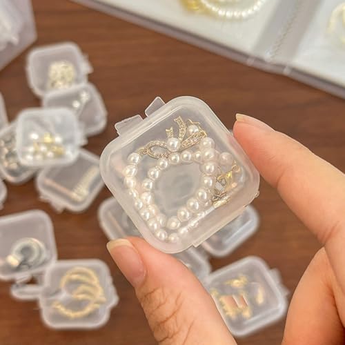 Caixa organizadora pequena de 10 peças, estojo de armazenamento de plástico portátil para brincos, anéis, recipiente de joias compacto para viagens