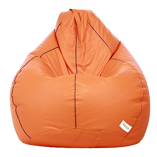 Image of SATTVA Classy.Elegant.Stylish Bean Bag Filled with Beans Orange with Navy Blue Piping XXXL