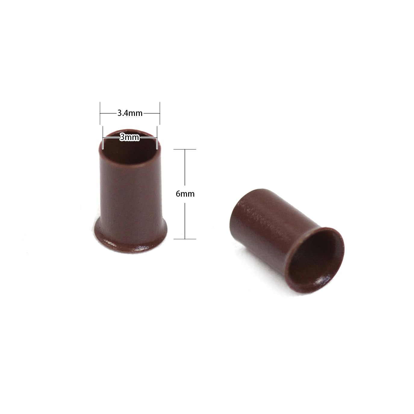 YTBYT 200 Pcs 3.4 mm Micro Link Ring Copper Tubes Beads Non-Silicone Micro Link Beads for I-Tip Hair Extensions (Brown) - Image 2