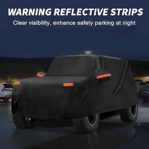 Image of X AUTOHAUX Car Cover Outdoor Waterproof Sun Rain Snow Hail Protection with Left Side Door Zipper Aluminum Film for Ford Bronco Sport Black