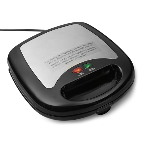 Amazon Basics 3-in-1 Toastie Maker Panini Press and Waffle Maker with Removable Plates 700W Black