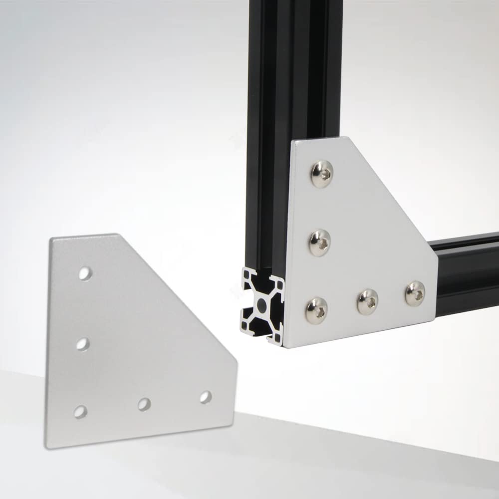 3030 Corner Bracket Plate L Shape 5 Hole 90 Degree Outside Joining Plate with M6x10mm Screws and T-Nuts for 30 x 30mm Series Aluminum Extrusion Profile,8pcs/Pack (Silver-3030 L Shape)