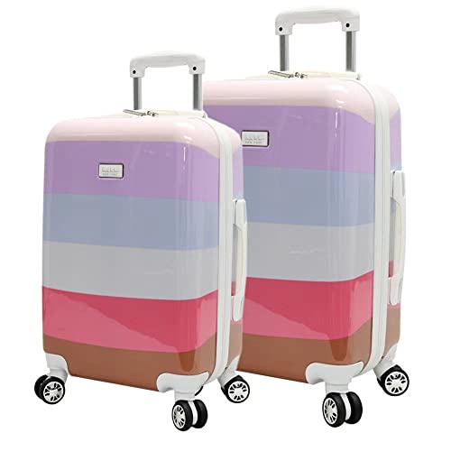 NICOLE MILLER Luggage Rainbow Collection - 2 Piece Hardside Lightweight Spinner Suitcase Set - Travel Set includes 20-Inch Carry On and 24 inch Checked suitcases (Lavender)…