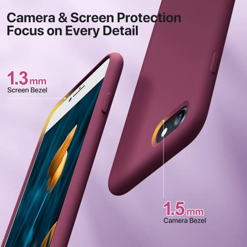 Image of Miracase Ultra Slim Designed for iPhone SE Case 2022(3rd Gen) /iPhone SE 2020 Case(2nd Gen) /iPhone 7 Case /iPhone 8 Case with Screen Protector, Multi-Color Silicone Shockproof Phone Case(Wine Red)