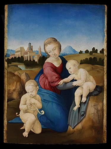 Impression d'affiches affiche toile Dame et enfant Raffaello Sanzio portrait déco 60x90cm