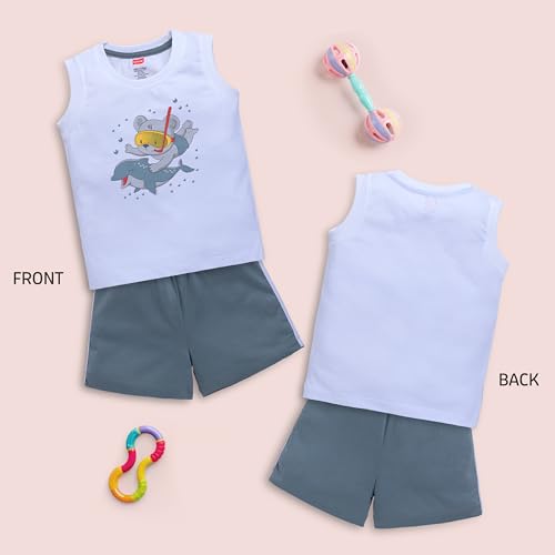 Image of LuvLap Baby Boys Regular Fit 100% Cotton Sleeveless Boys T-Shirt & Shorts Set Pack of 3