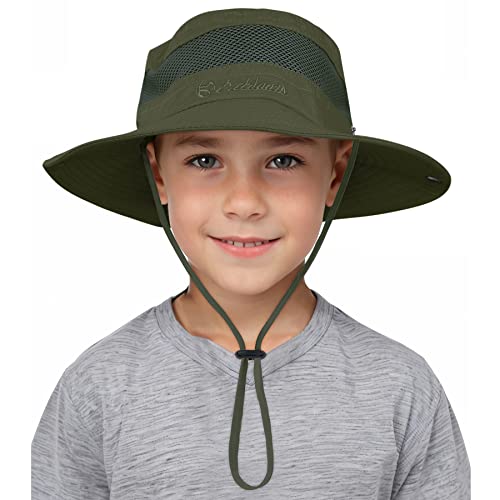 Century Star Outdoor Kids Sun Hat Boys Sun Hat Girls Beach Hat Upf 50+ Kids Bucket Hat Wide Brim Kids Fishing Safari Hat Army Green 5-13T #TOP9