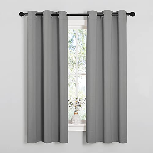 Image of NICETOWN Silver Grey Blackout Curtain Panels for Bedroom, Thermal Insulated Grommet Top Blackout Draperies and Drapes (2 Panels, W34 x L63 inches)