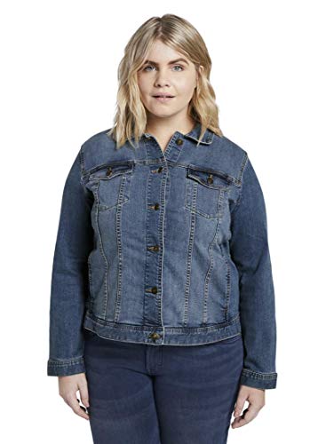 TOM TAILOR Damen Plussize Jeansjacke im Washed-Look