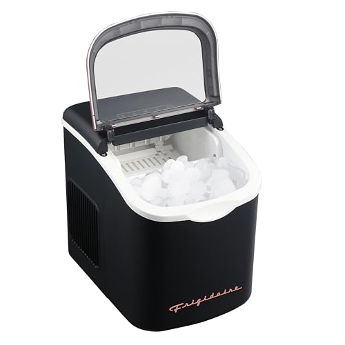 Image of FRIGIDAIRE Retro Compact Ice Maker Machine, Bullet Ice, 26 lb per Day (BlackRoseGold)