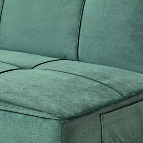 HOMESCAPES Velvet Sofa Bed 3 Seater Sofa Click Clack Bed Sleeper Retro Range 'Bower' Bed Settee on Wooden Legs for Study Guest and Living Room - Image 6