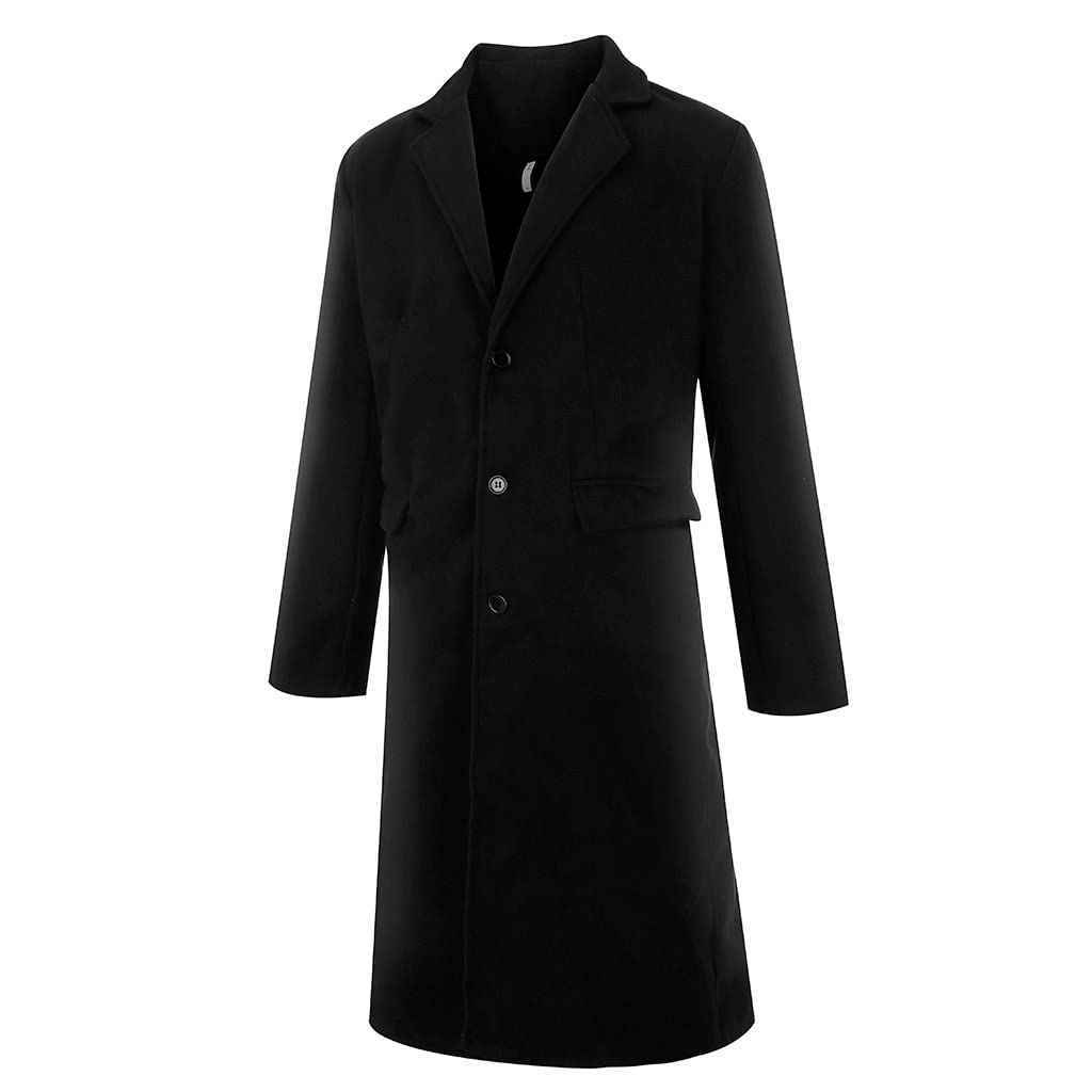 Chaqueta Polar Hombre Trabajo - Abrigo Largo de Color sólido de Estilo británico para Hombre Abrigo de Lana cálido a la Moda