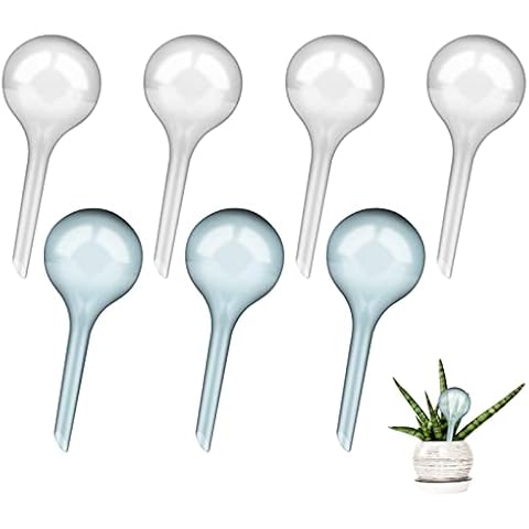 Pinenuts 8 Pack Plant Watering Bulbs, 5cm Self Watering Globes Automatic Plant Waterer Indoor, Small Plant Watering Devices Self Watering System for Plants Outdoor(Blue+White) Cover