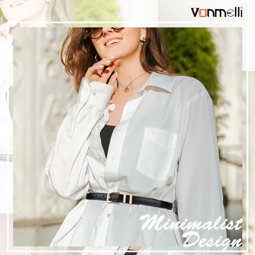 VONMELLI Leather Thin Belts for Women, Fashion Women's Skinny Belts Thin Ladies Belts for Jeans Dress Pants2