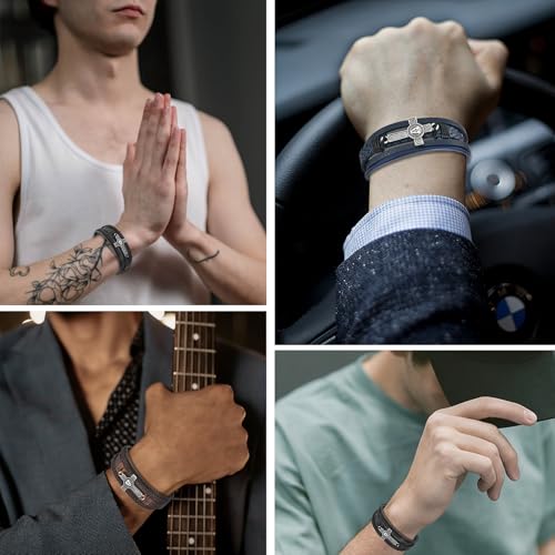 Pulsera de cuero para hombre con diseño celta vintage miniatura 7