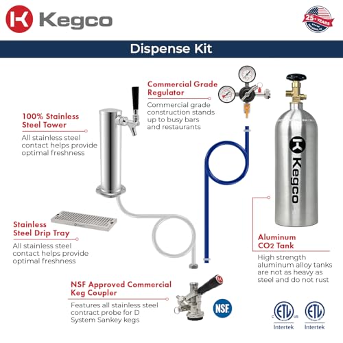 Image of Kegco 24 inch Wide Outdoor Single Tap Stainless Steel Left Hinge Kegerator with Dispense Kit