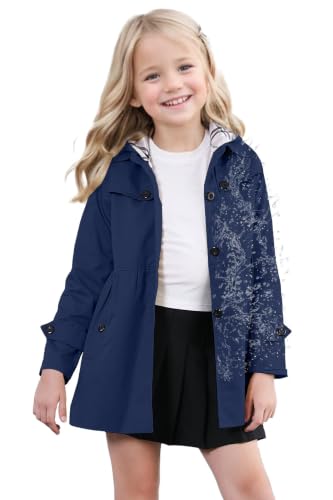 Image of SANGTREE Girl's Waterproof Trench Coat Hooded Lightweight Windbreaker Rain Jackets