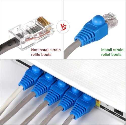 Image of COMTECH Rj45 Passthrough tool kit Cat5 Cat5e Cat6 RJ45 Ethernet network Crimper with 20PCS Cat6 Pass Through Connectors, 20PCS Covers, Cable Tester Wire Stripper Crimping tool set