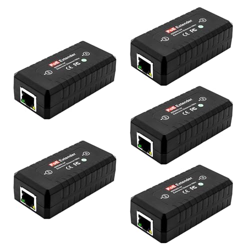 Image of 5-Pack PoE Extender Kit, 1-Channel Ethernet Passthrough Switch | 10 /100Mbps Networks, IEEE 802.3af Compliant, Daisy Chaining up to 400 Meters, 3 Units in Series