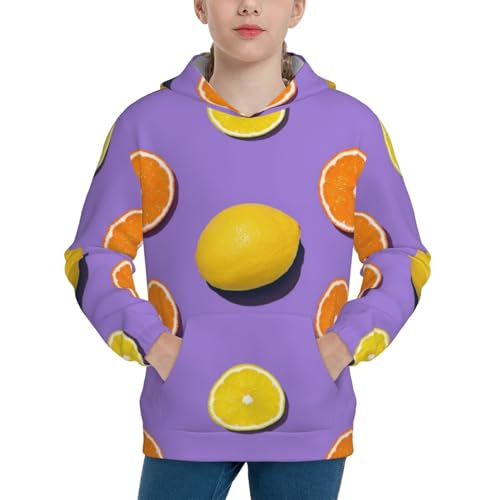 Yellow Lemon And Orange Kid Hoodies Boys Sweatshirts Girls Pullover with Pocket