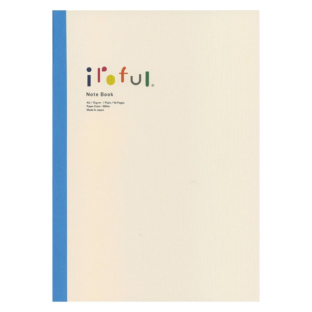 SAKAEテクニカルペーパー iroful 75 gsm Notebook, 8.27" x 5.85", 96 pages, Unruled, White, 1 pack (PI-A5NB-MW)