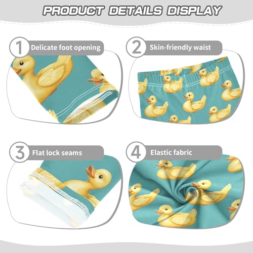 Girls Leggings Cartoon Yellow Ducks Teal Soft Toddler Leggings for Girls Kids Pants Size 4T-10T3