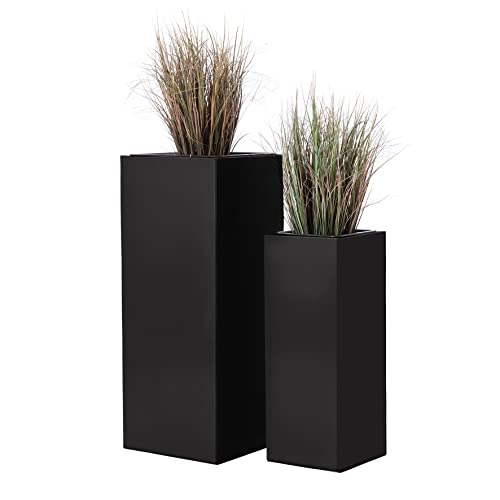 Casa Mina Blumenkübel Zink | Pflanzkübel schwarz | wetterfester Übertopf | Blumentopf Metall | Hongkong 2er Set schwarz 80/60cm