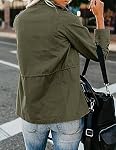 chouyatou Women's Fall Stand Collar Zip Up Military Cotton Utility Safari Jacket
