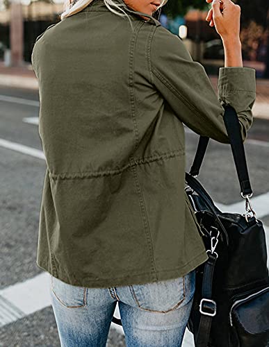 chouyatou Women's Fall Stand Collar Zip Up Military Cotton Utility Safari Jacket2