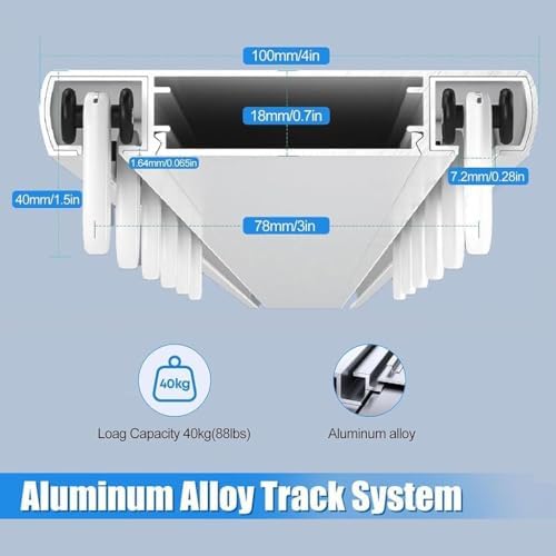 Heavy-Duty Double Row Silent Curtain Track - Adjustable 2.5m to 6m Aluminum Room Divider for Living Room, Bedroom, Hospital - Easy Installation (5.9m/19.4ft)