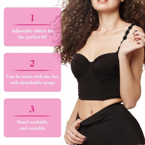 Sichumaria 2 Pairs Lace Flower Bra Straps,Adjustable Non-Slip Bra Straps Replacement Elastic Bra Shoulder Straps Non-Slip Lingerie Straps for Women Girls Tops Dress White and Black - Image 2