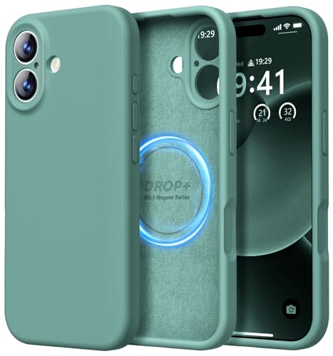 Image of LOVE 3000 Designed for iPhone 17 Case, Premium Silicone [Compatible with Magsafe][Soft Anti-Scratch Microfiber Lining] Shockproof Protective Phone Case for Men Women 6.3 inch, Pine Green