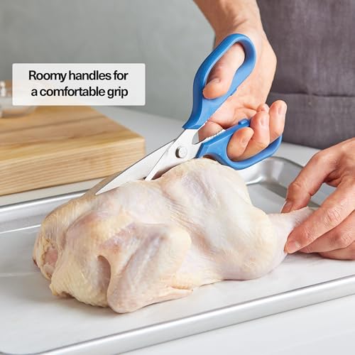 Image of Misen Heavy Duty Kitchen Shears - Stainless Steel, Versatile and Easy Clean Scissors for Meat, Herbs and Veggies - Ambidextrous Comfort Handle - Professional Grade - Blue