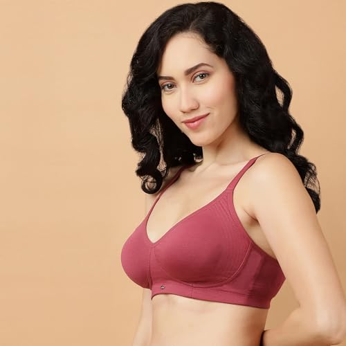 Image of SOIE Women's Cotton Spandex Non Padded Non Wired Full Coverage Encircled T-Shirt Bra with Adjustable Straps & U-Back - Everyday Comfort Fit