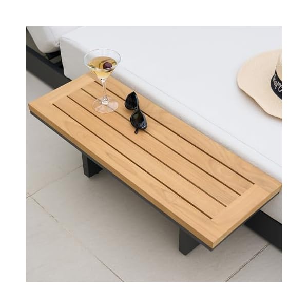 Homary Sonnenliege Aluminium mit Teak-Beistelltisch