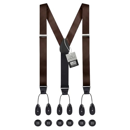 Image of HOLD'EM Tuxedo Suspenders Formal Black 100% Silk Made in USA Button Suspenders for Men Wedding Tux Suspenders for Men