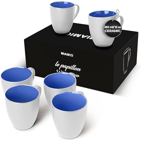 MIAMIO 6-Piece Stoneware Coffee Mug Set Cover
