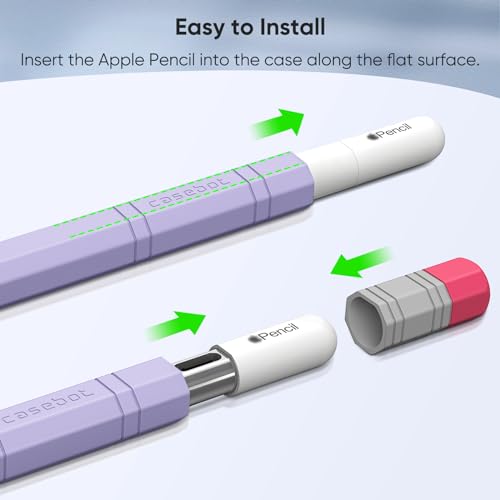 Image of Fintie Silicone Sleeve for Apple Pencil (USB-C), Light Pen Skin Case Cover Soft Protective Anti-Slip Pencil Grip Holder, Supports Magnetic Attachment, Lilac Purple