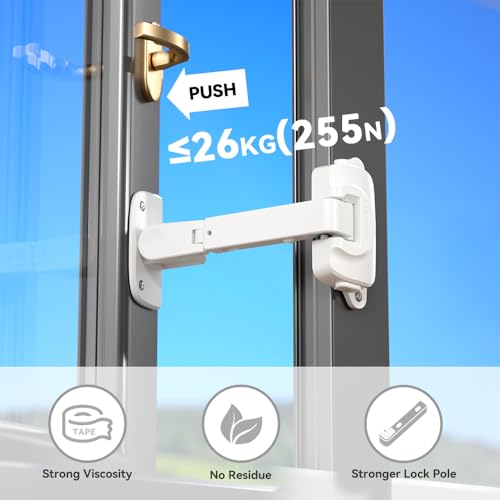 EUDEMON 2 Pack Updated Baby Window Safety Lock, Childproof Window Restrictor for UPVC, Adjustable Winodw Guard for Wooden, Metal Frames (White)